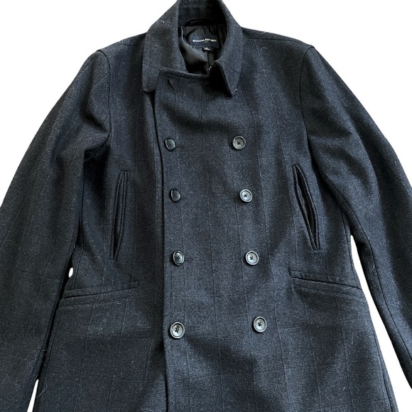Banana Republic Classic Mid Length Wool Blend Peacoat Charcoal Gray Women’s M - Picture 1 of 12